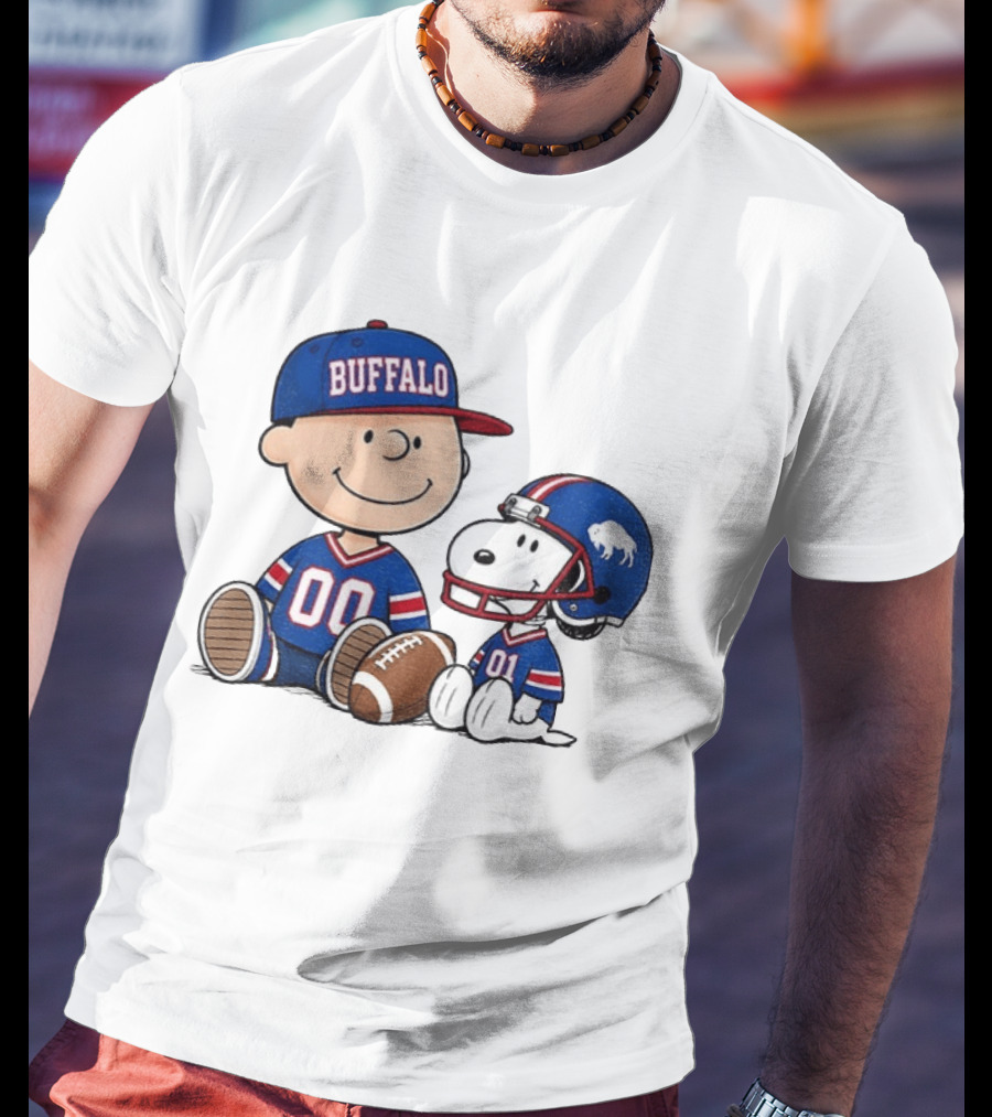 Charlie Brown Snoopy Buffalo 00 01 Football Team Cartoon Sports Fan Gear T-Shirt