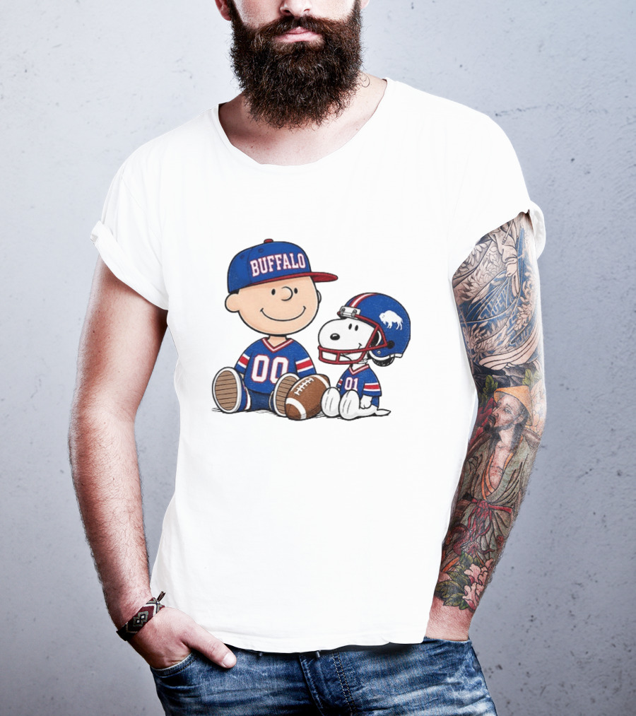 Charlie Brown Snoopy Buffalo 00 01 Football Team Cartoon Sports Fan Gear T-Shirt