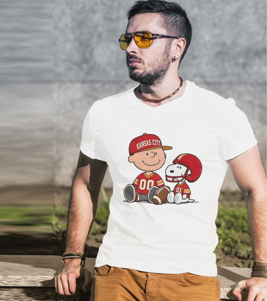 Kansas City Football With Charlie Brown And Snoopy Players T-Shirt