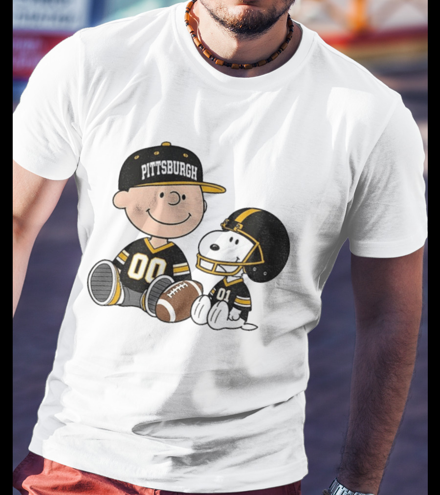Pittsburgh Football Charlie Brown Snoopy Pigskin Player T-Shirt