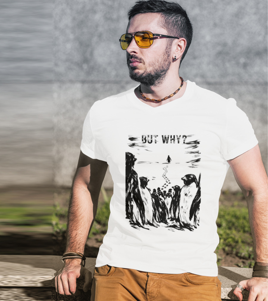 Nihilist Penguin But Why Snow Scene T-Shirt