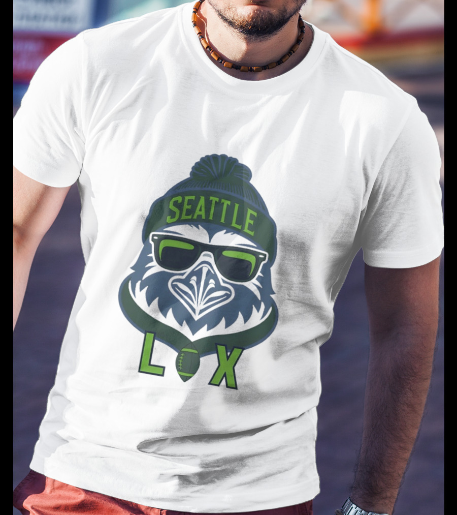Seattle Seahawk LIX Game Day Beanie Sunglasses Football T-Shirt