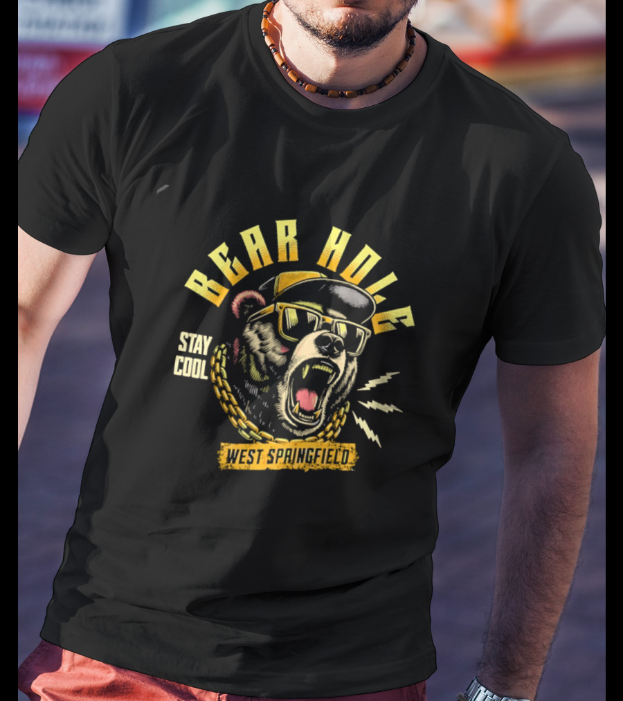 Bear Hole West Springfield Roaring Grizzly Stay Cool Sunglasses Cap Gold Chain T-Shirt