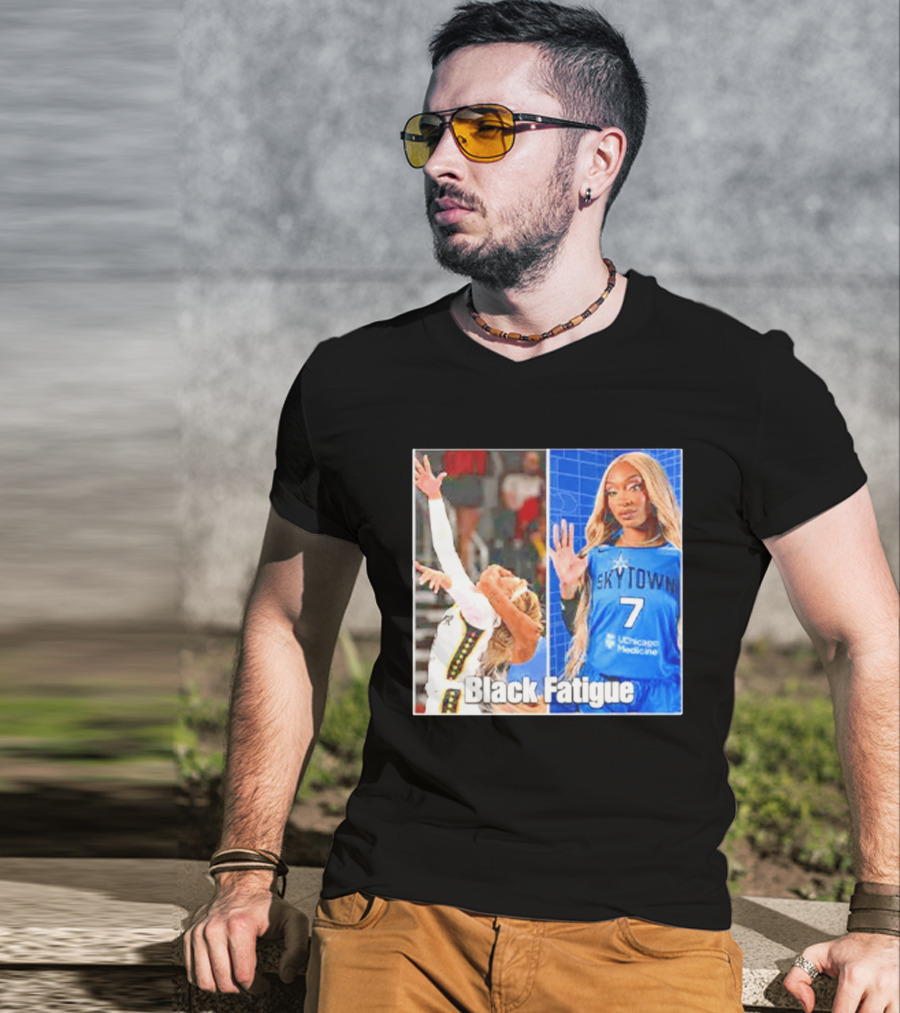 Skytown WNBA Black Fatigue Meme DiJonai Carrington Sophie Cunningham Hard Foul T-Shirt