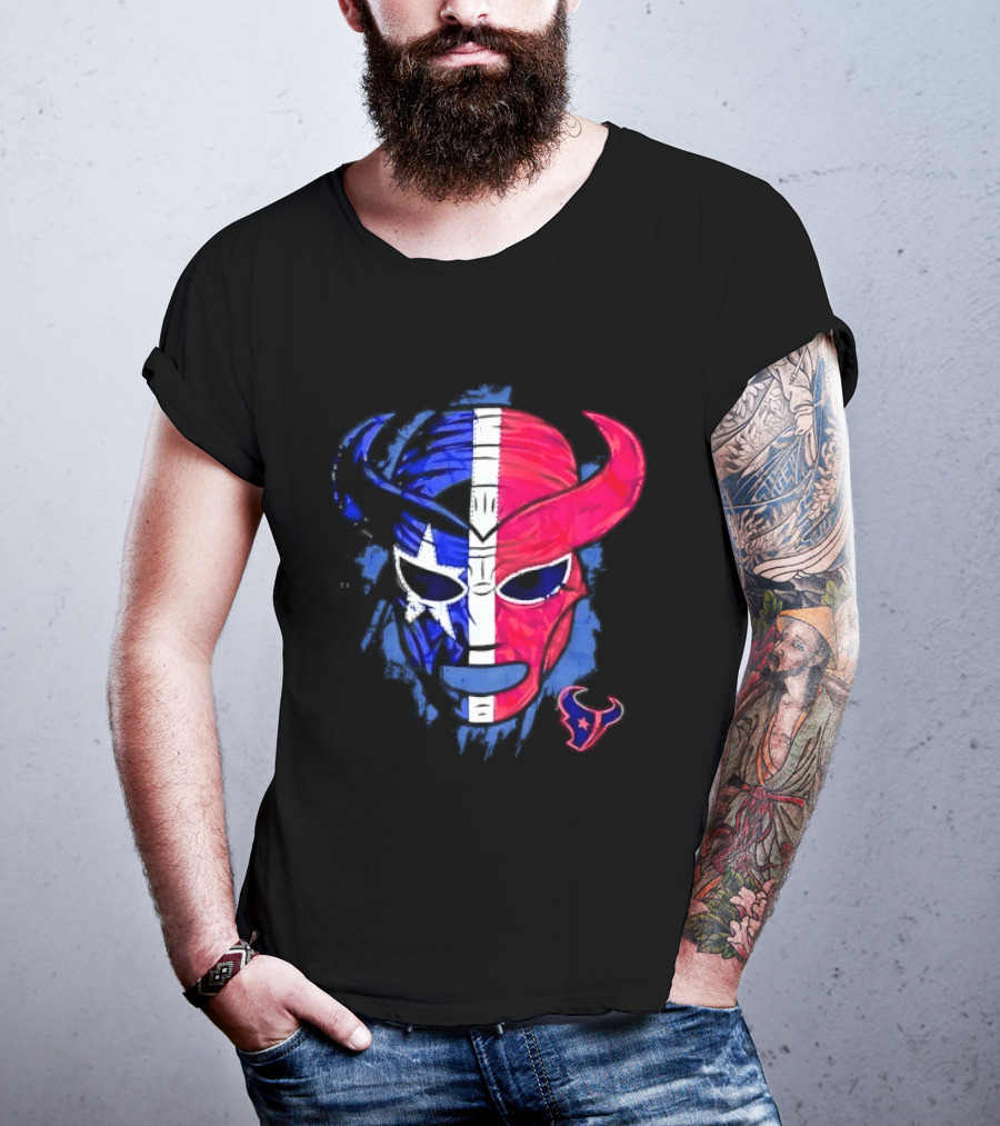 Houston Texans Distressed Lucha Libre Mask Texas Flag T-Shirt