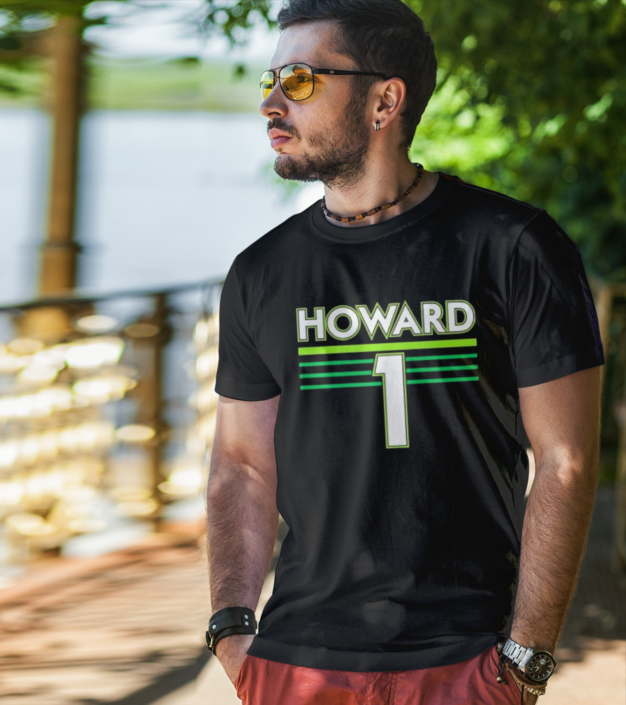 Howard 1 White Green Horizontal Stripes Sports Jersey T-Shirt