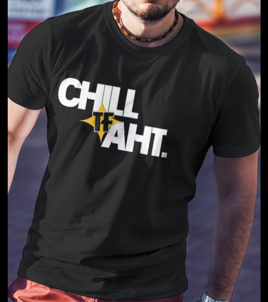Chill Tf Aht 3D Block Lettering Yellow Pointed Star T-Shirt