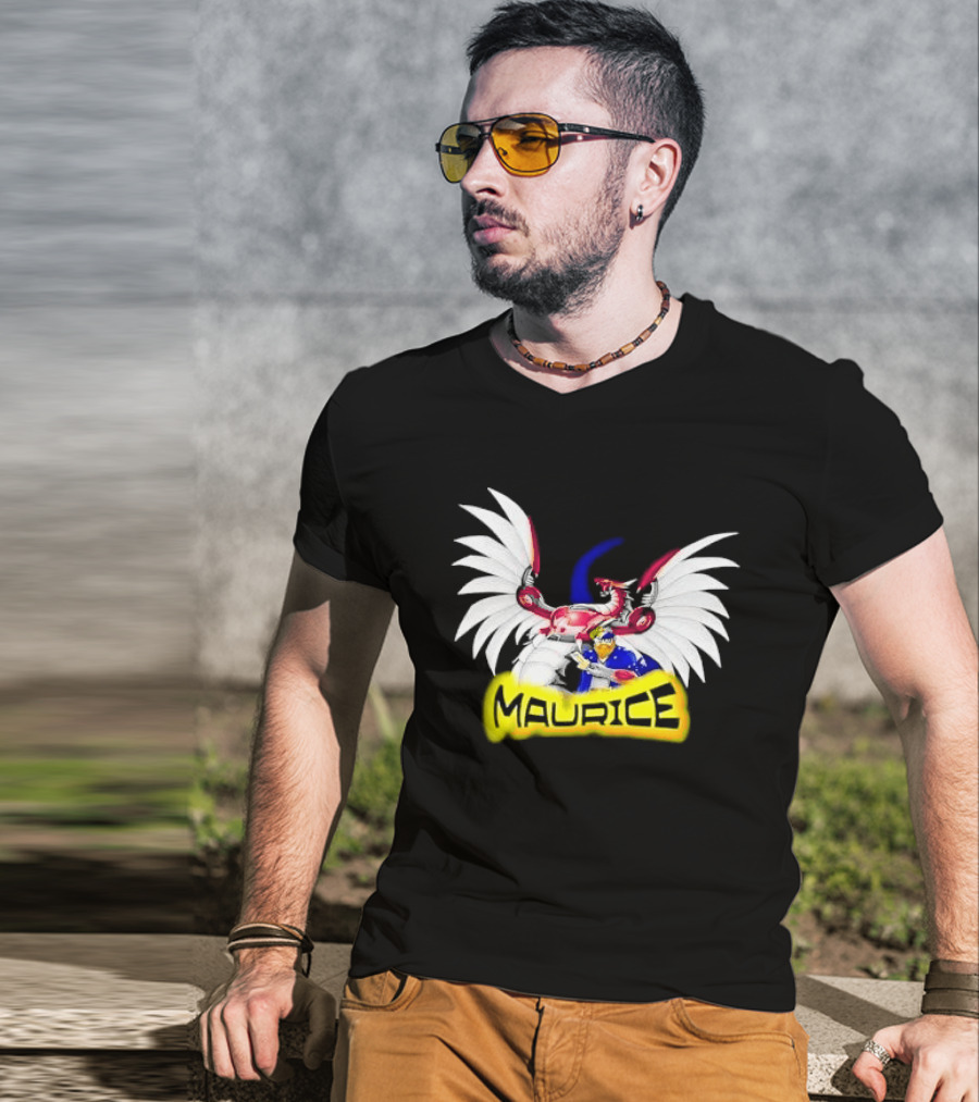 Maurice Cybernetic Dragon Winged Anime Duelist Trading Card Yellow T-Shirt