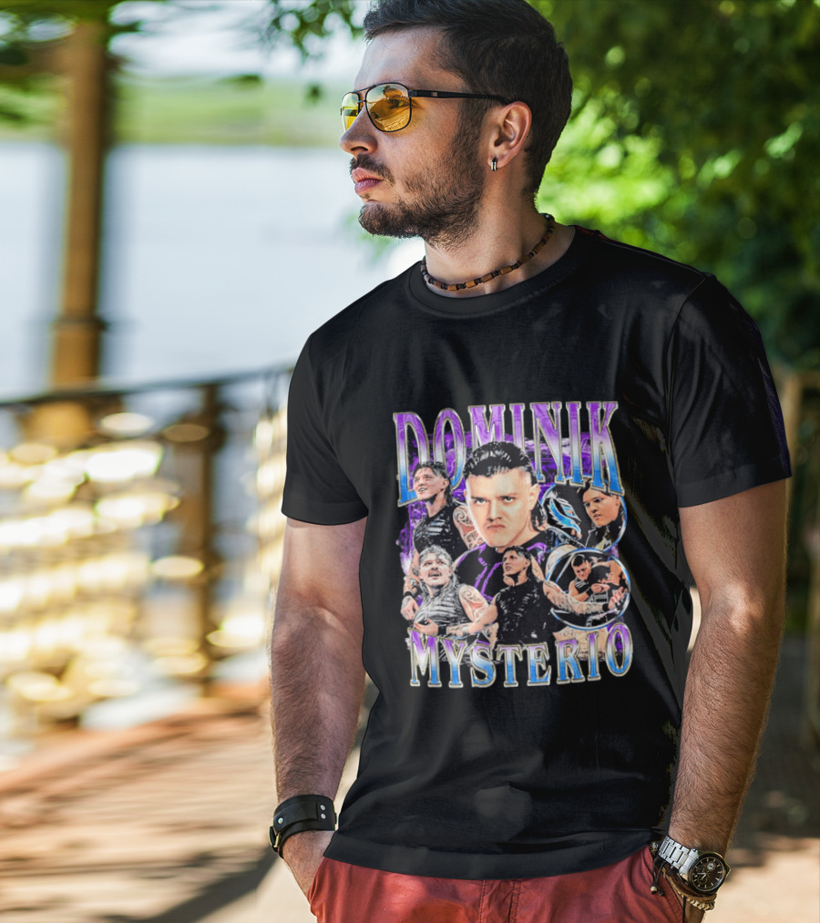 Dominik Mysterio Wrestler Photo Collage Metallic Gradient T-Shirt