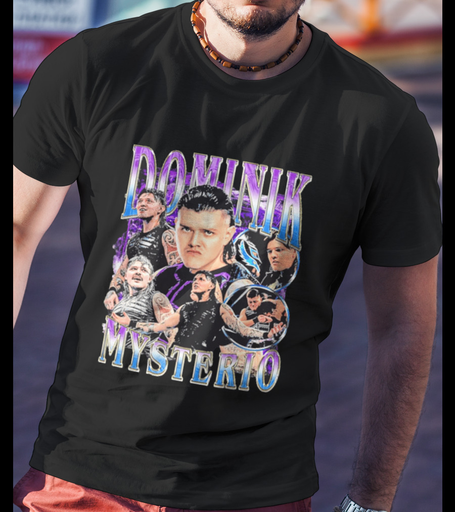 Dominik Mysterio Wrestler Photo Collage Metallic Gradient T-Shirt