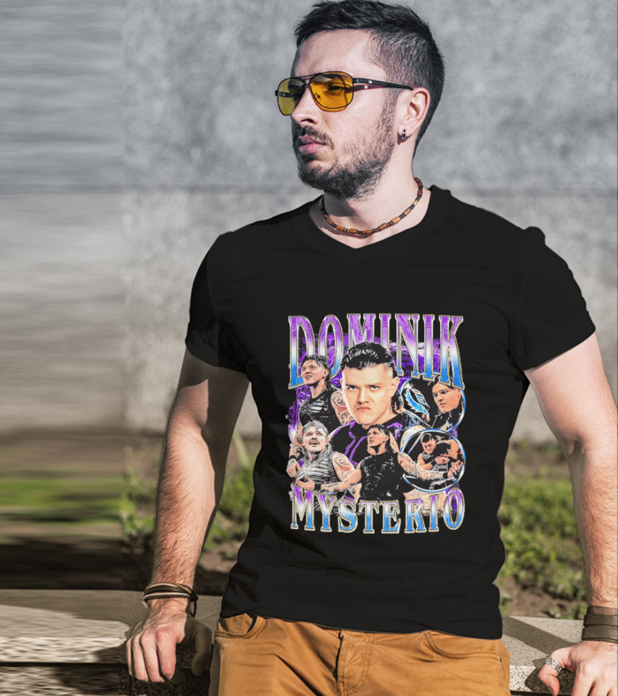 Dominik Mysterio Wrestler Photo Collage Metallic Gradient T-Shirt