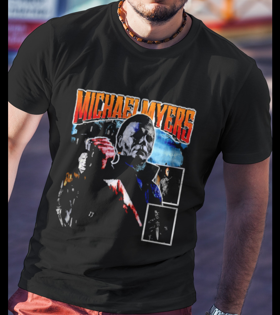 Michael Myers Bootleg Collage Mask Bloody Knife House T-Shirt
