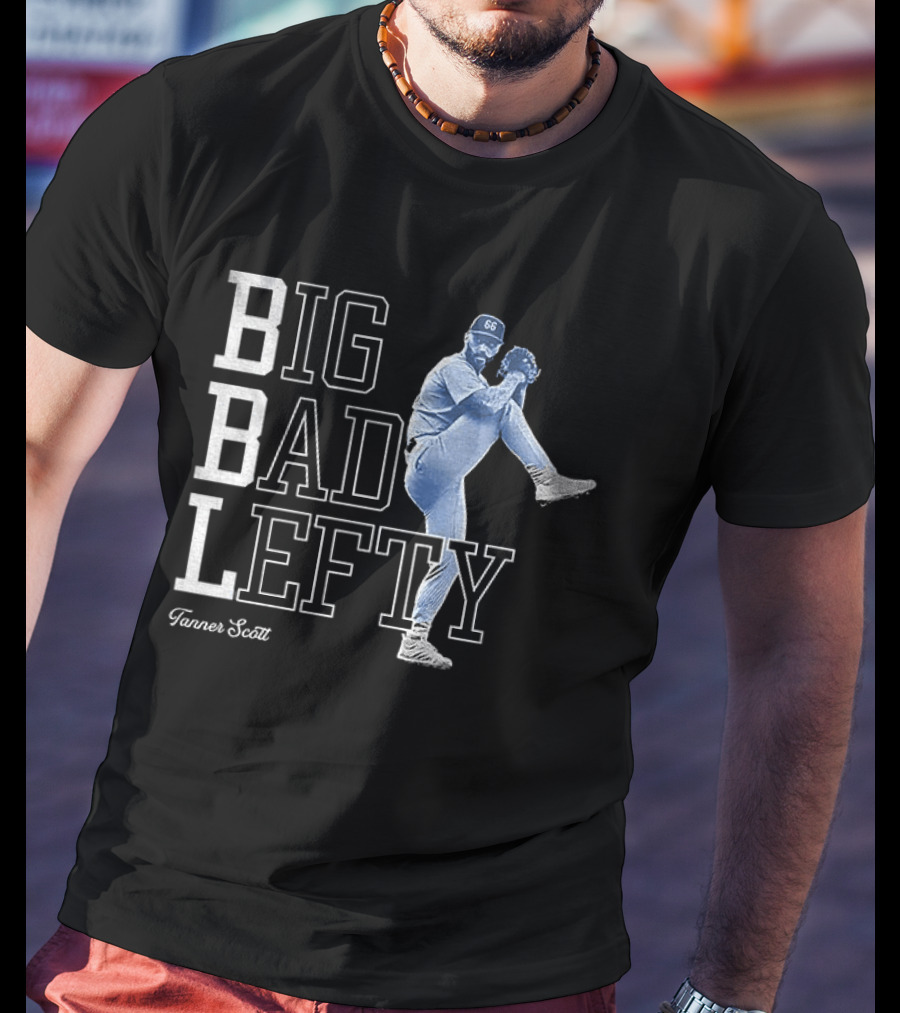 Miguel Rojas Wearing Tanner Scott Big Bad Lefty 66 T-Shirt