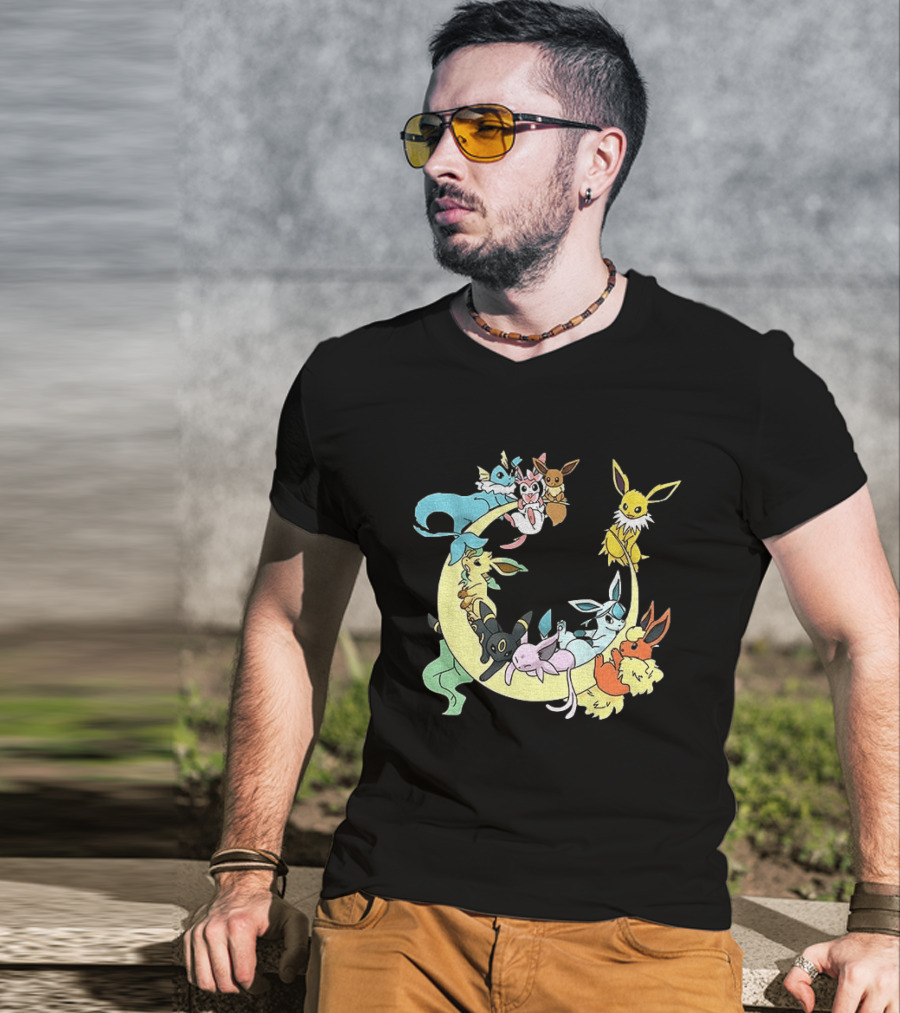 Eevee Evolutions Sylveon Umbreon Flareon Jolteon Vaporeon Espeon Leafeon Glaceon T-Shirt