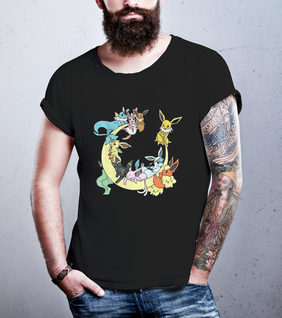 Eevee Evolutions Sylveon Umbreon Flareon Jolteon Vaporeon Espeon Leafeon Glaceon T-Shirt