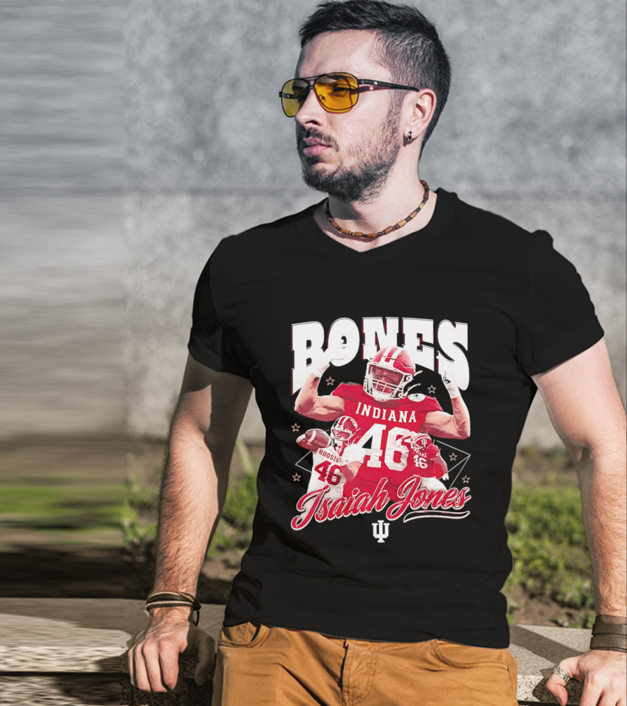 Isaiah Jones Indiana Hoosiers Football Bones 46 T-Shirt