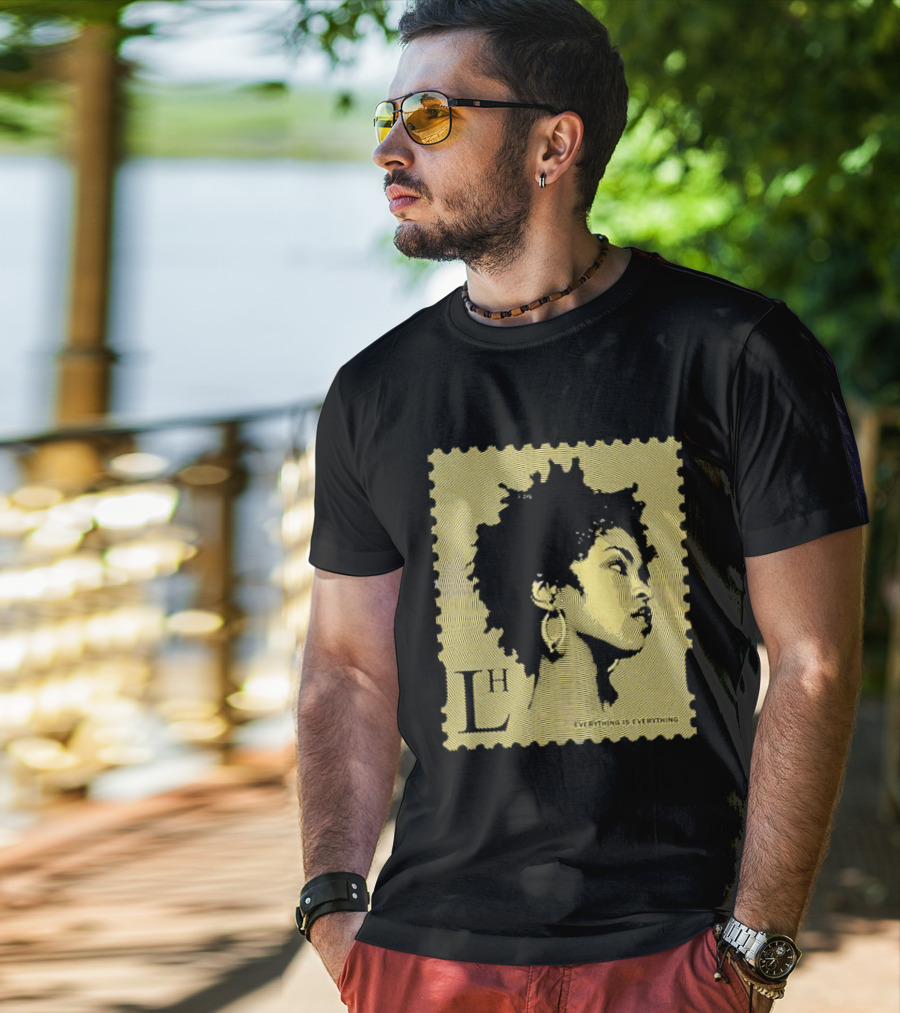 Everything Is Lh Gold Line Afro Woman Stamp T-Shirt