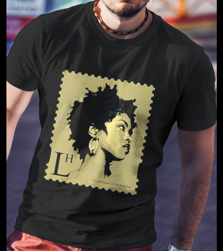 Everything Is Lh Gold Line Afro Woman Stamp T-Shirt