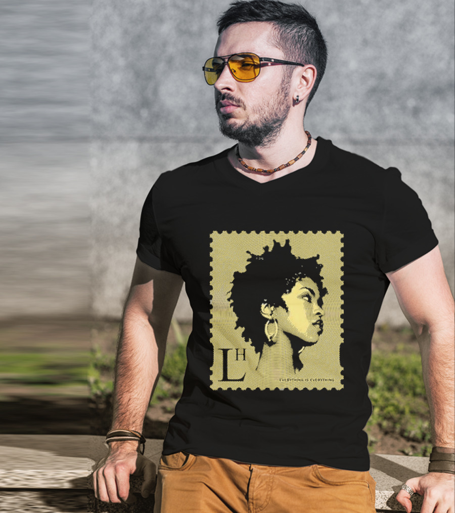 Everything Is Lh Gold Line Afro Woman Stamp T-Shirt