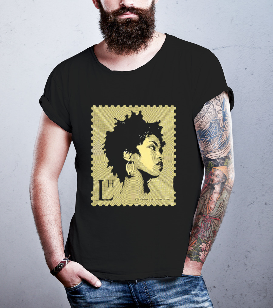 Everything Is Lh Gold Line Afro Woman Stamp T-Shirt