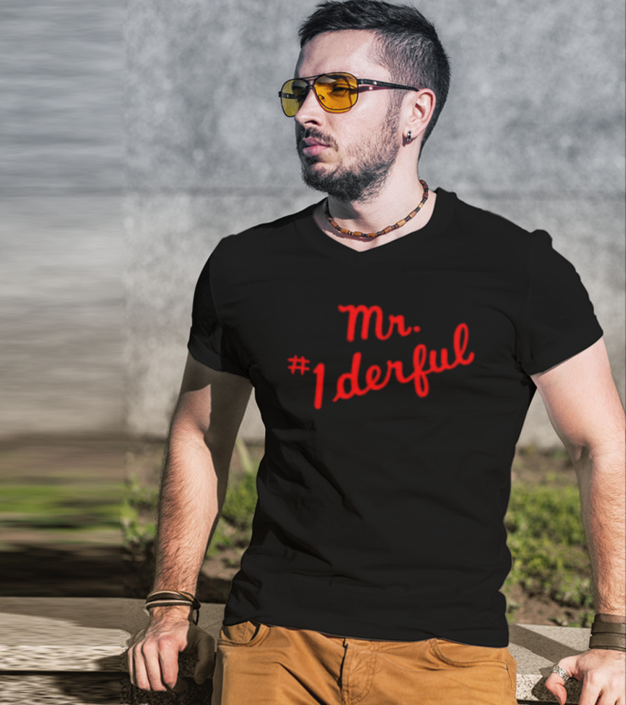 Mr 1derful Red Cursive Handwriting Script T-Shirt