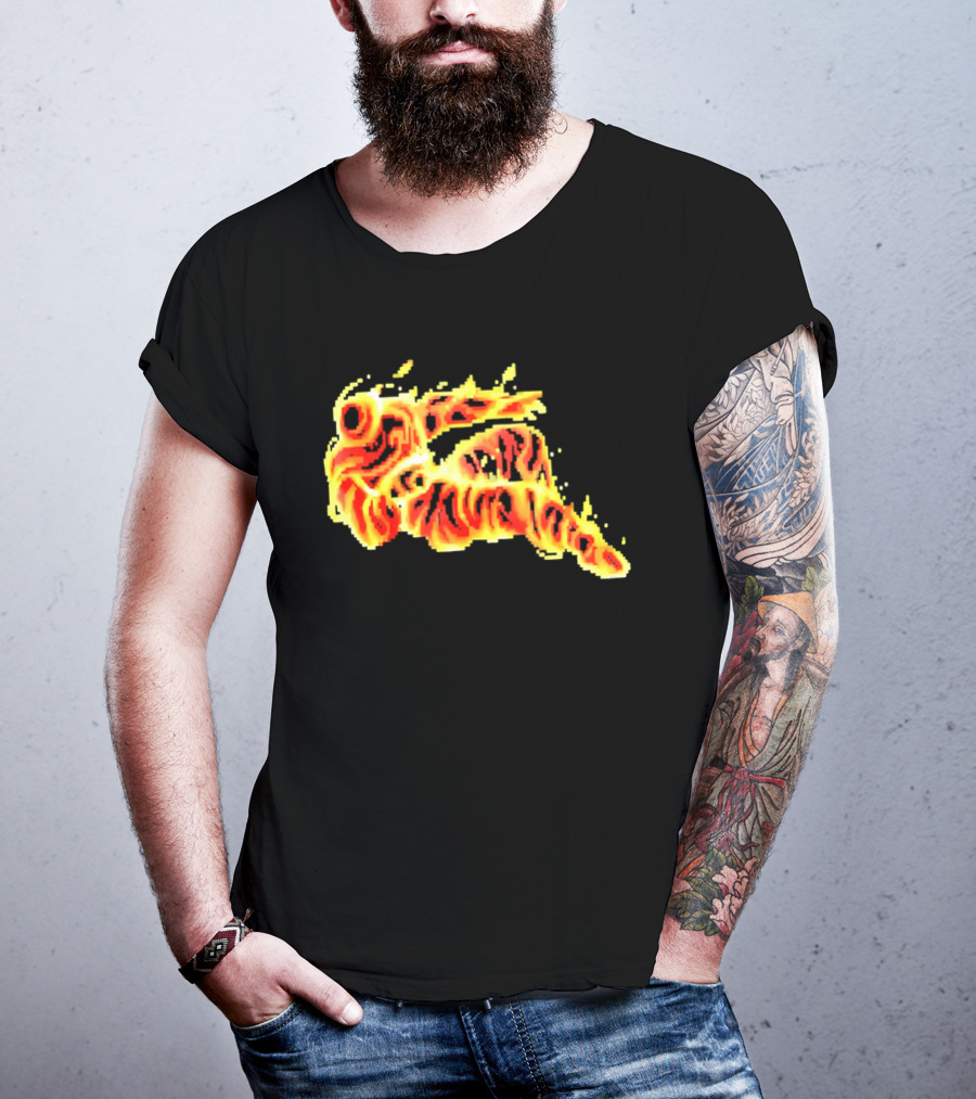 Fiery Waves Of Burning Flame Blaze In Yellow Orange Red Hues T-Shirt