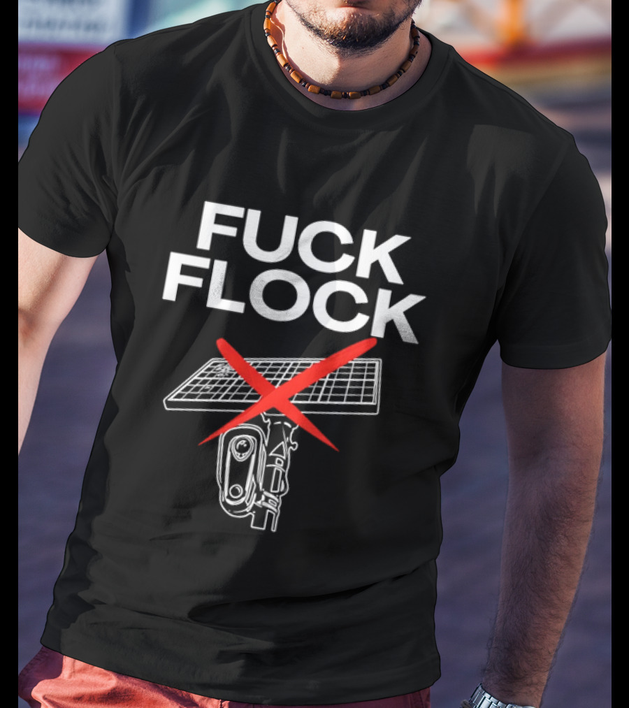 Fuck Flock Surveillance Camera Solar Panel Red X T-Shirt