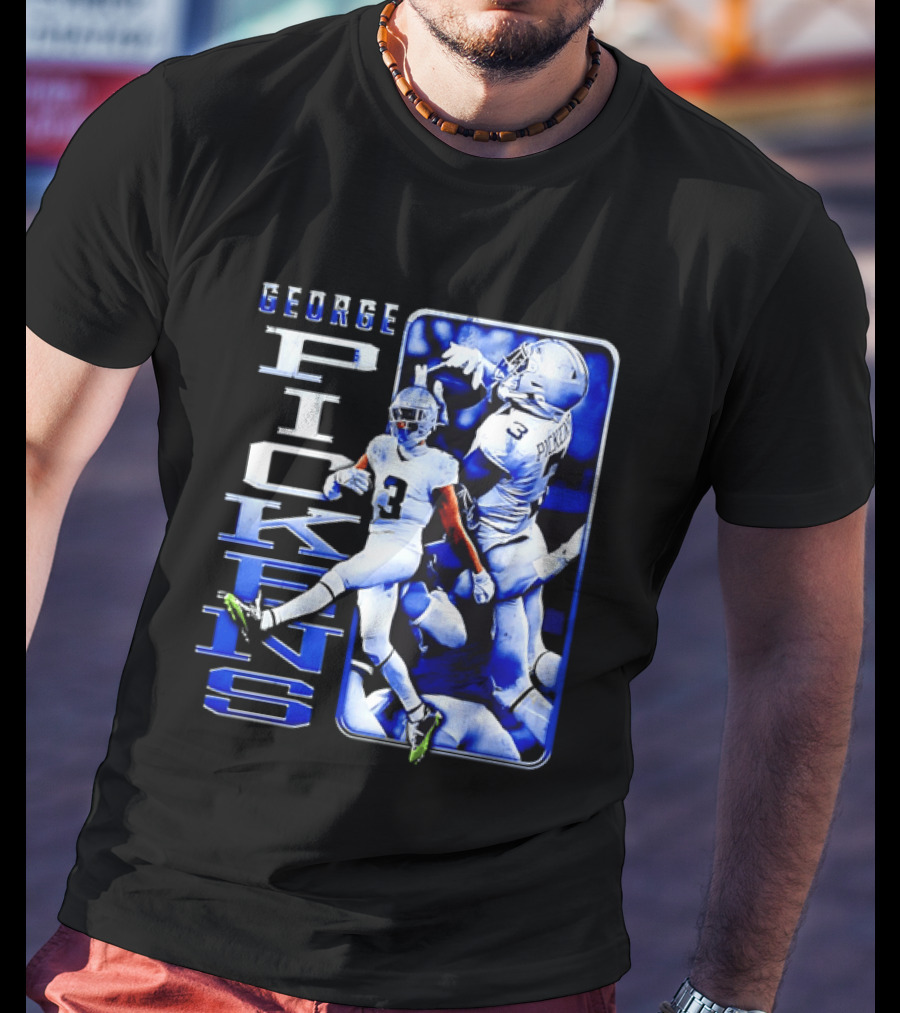 George Pickens Football Catching Collage Blue T-Shirt