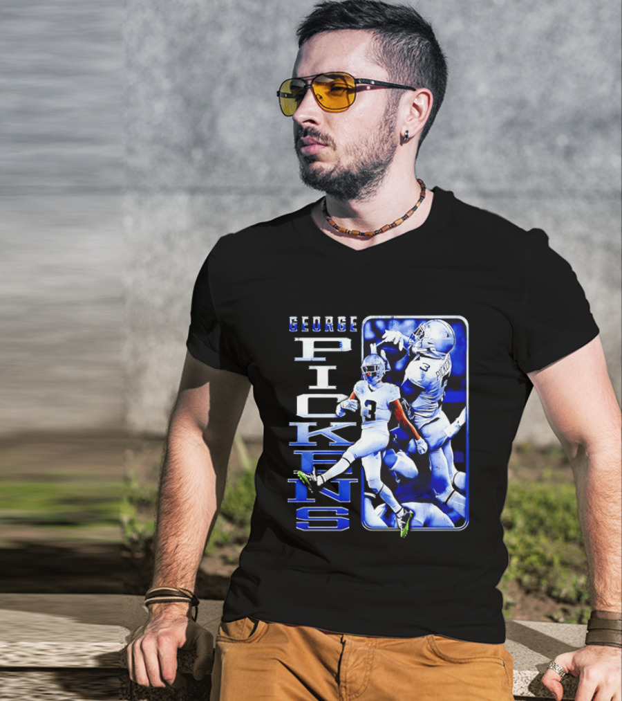 George Pickens Football Catching Collage Blue T-Shirt