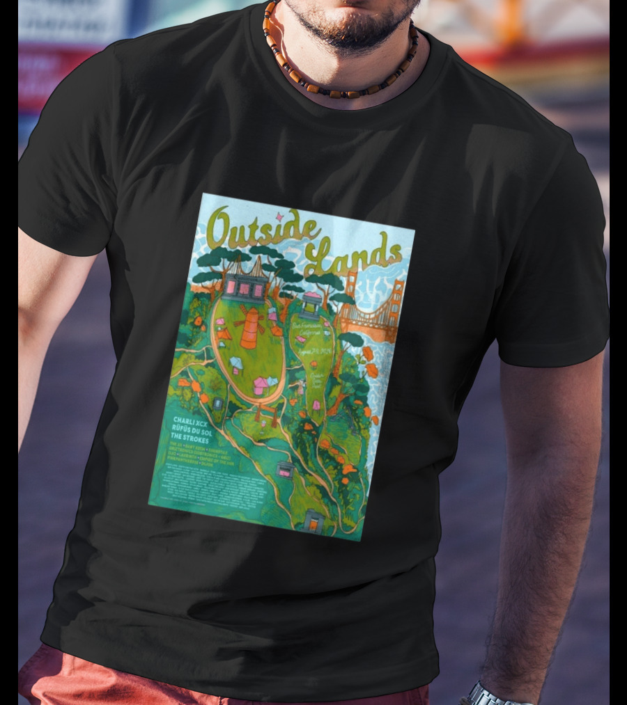 Outside Lands San Francisco August 7 9 2026 Golden Gate Park Charli XCX Rufus Du Sol The Strokes T-Shirt