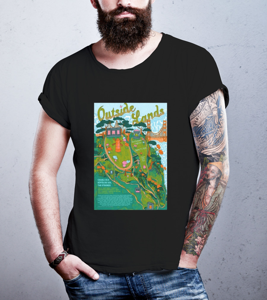Outside Lands San Francisco August 7 9 2026 Golden Gate Park Charli XCX Rufus Du Sol The Strokes T-Shirt