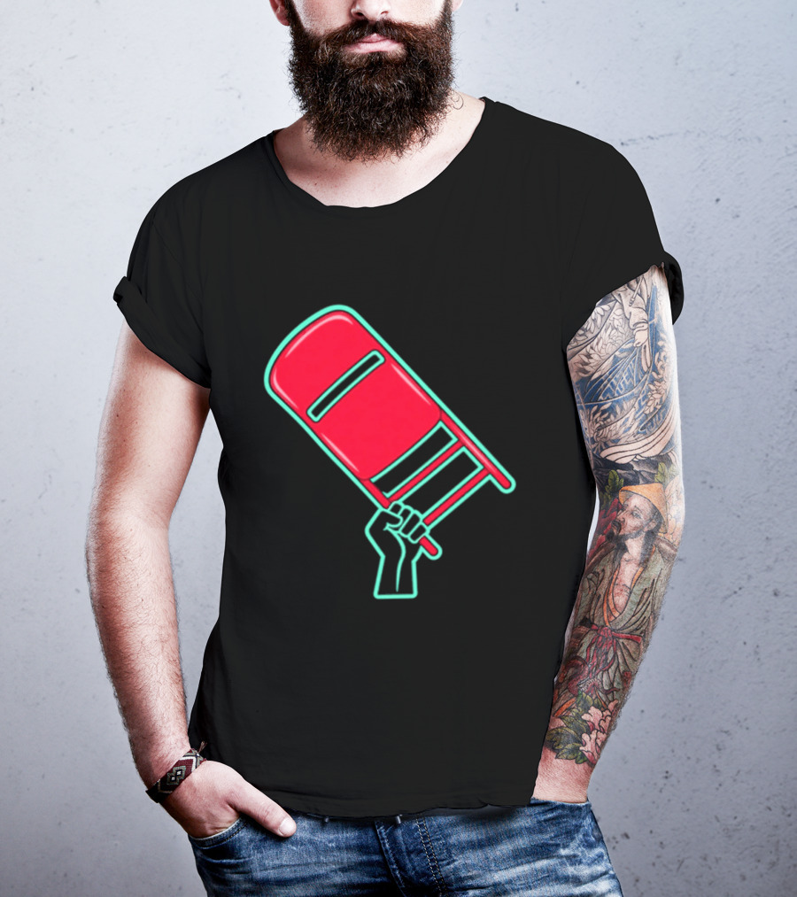 Rebellious Raised Fist Holding Red Chair Protest T-Shirt