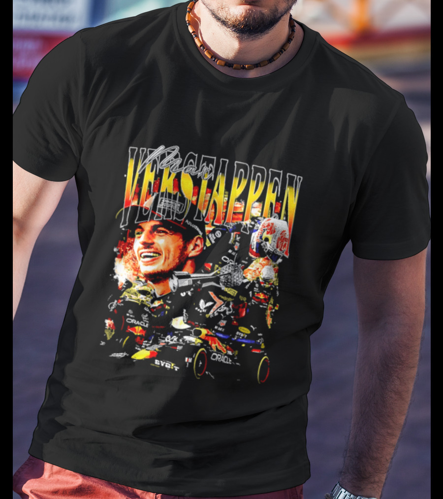 Max Verstappen Red Bull Racing F1 Driver Trophy Car Photo Collage T-Shirt