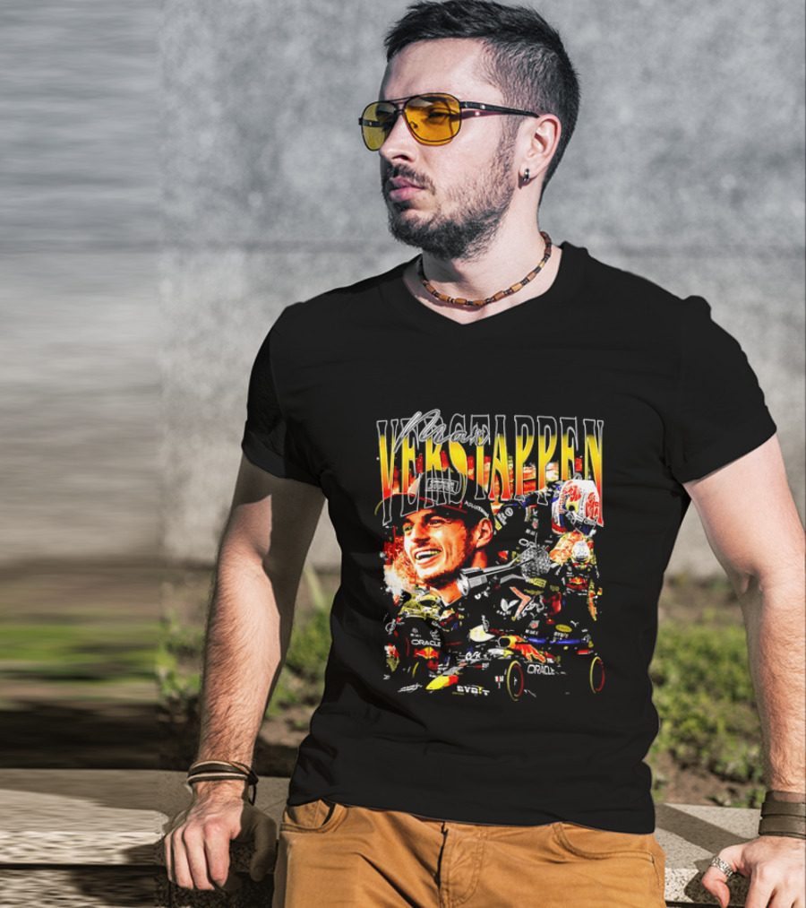 Max Verstappen Red Bull Racing F1 Driver Trophy Car Photo Collage T-Shirt