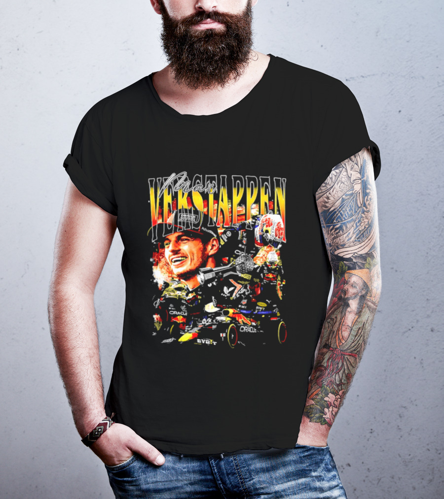 Max Verstappen Red Bull Racing F1 Driver Trophy Car Photo Collage T-Shirt