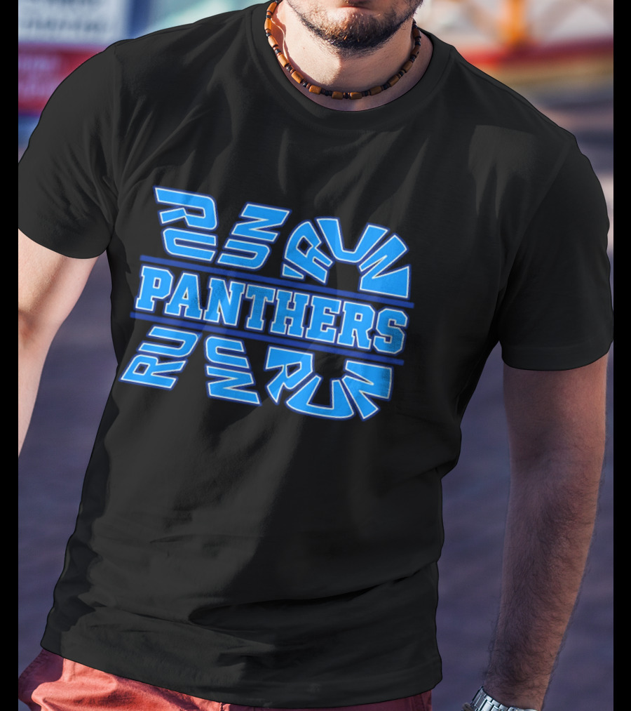Run Panthers Repeated Blue Kinetic Athletic Block T-Shirt