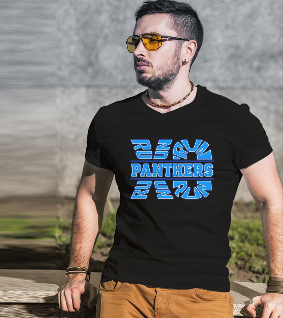 Run Panthers Repeated Blue Kinetic Athletic Block T-Shirt