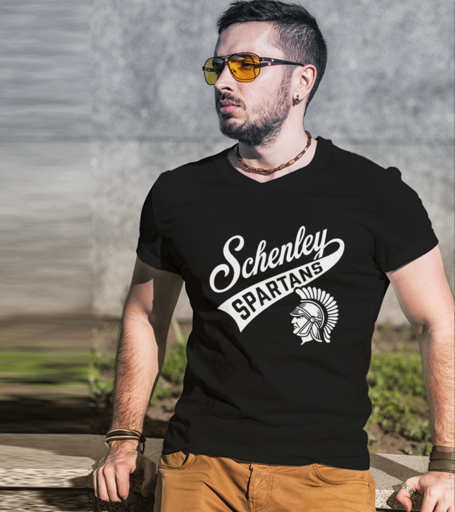 Schenley Spartans Cursive Script Banner Helmet Crest T-Shirt