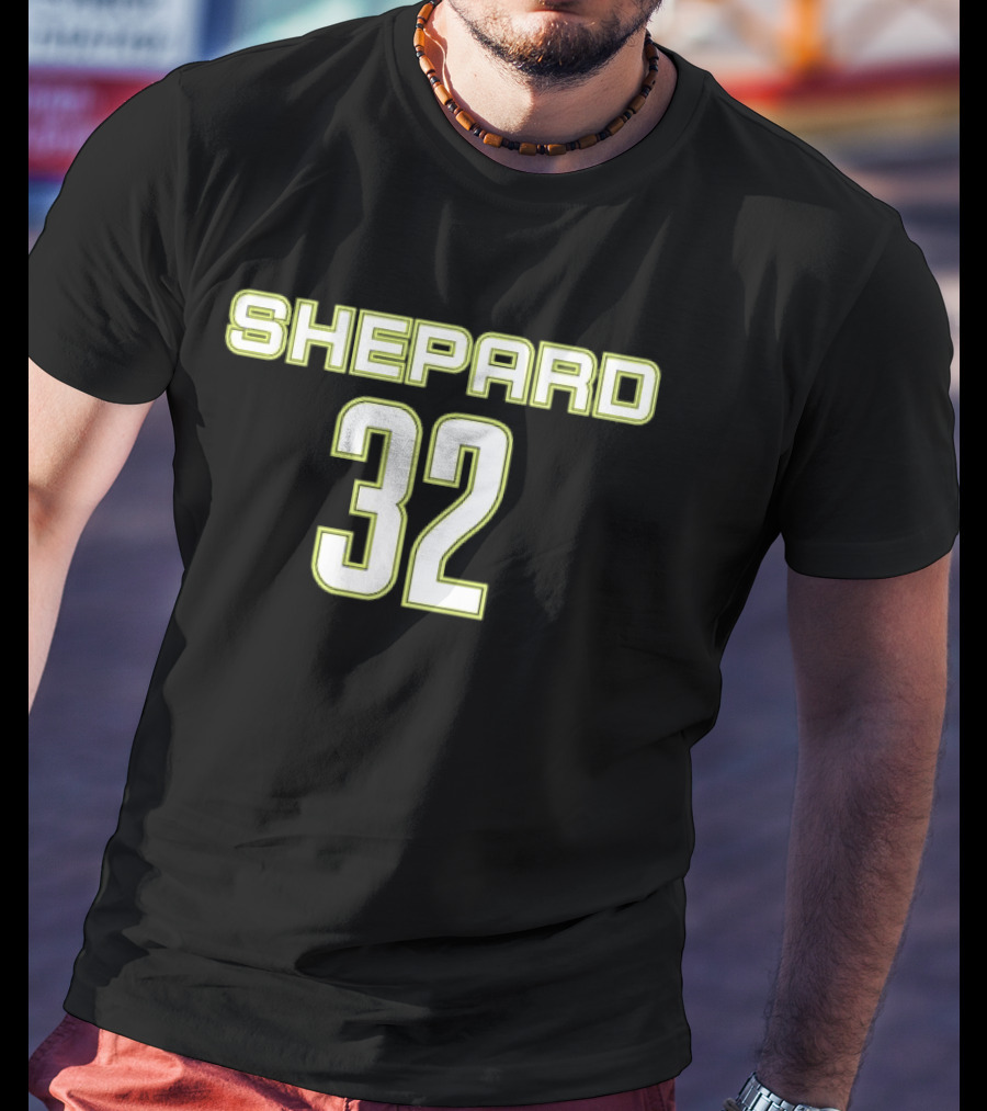 Shepard 32 Lime Green Athletic Block Lettering Jersey T-Shirt