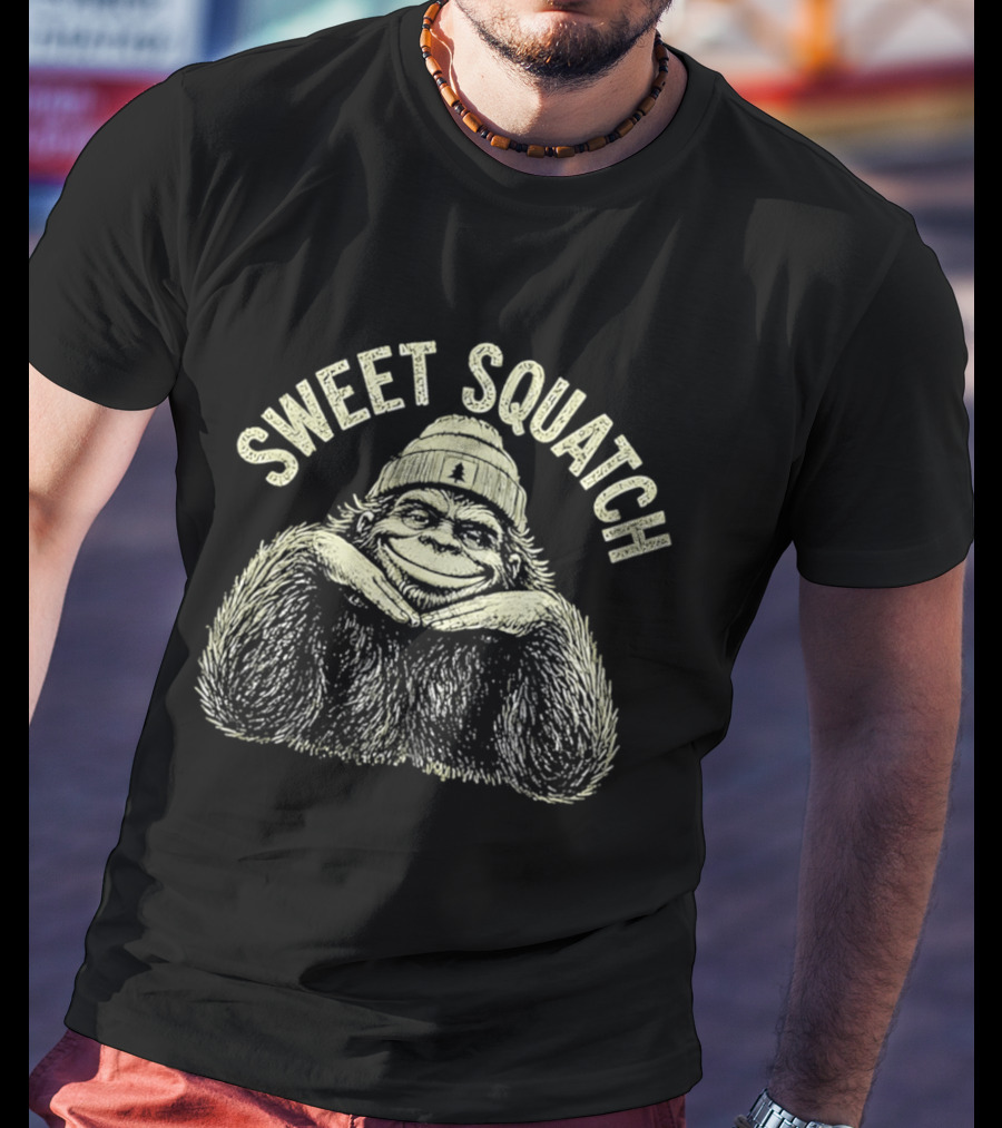 Sweet Squatch Bigfoot Beanie Smiling Legend T-Shirt