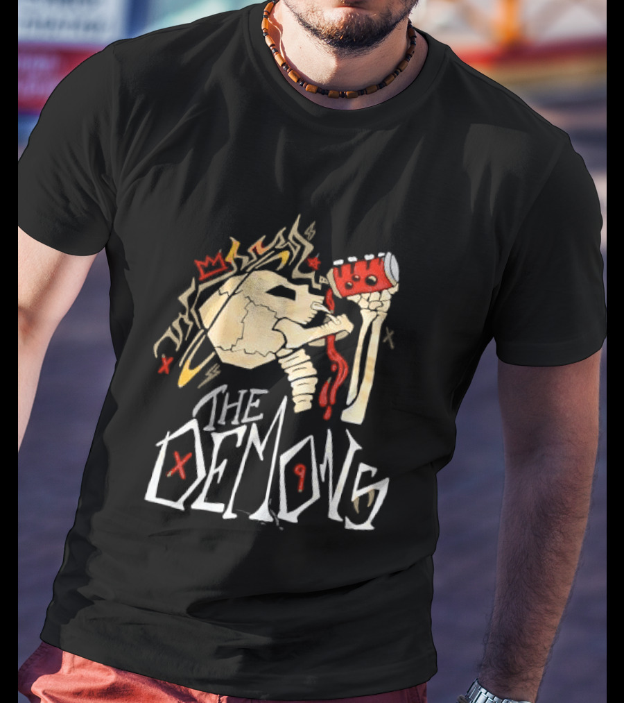 The Demons Crowned Skeleton Skull Drinking Spray Can T-Shirt