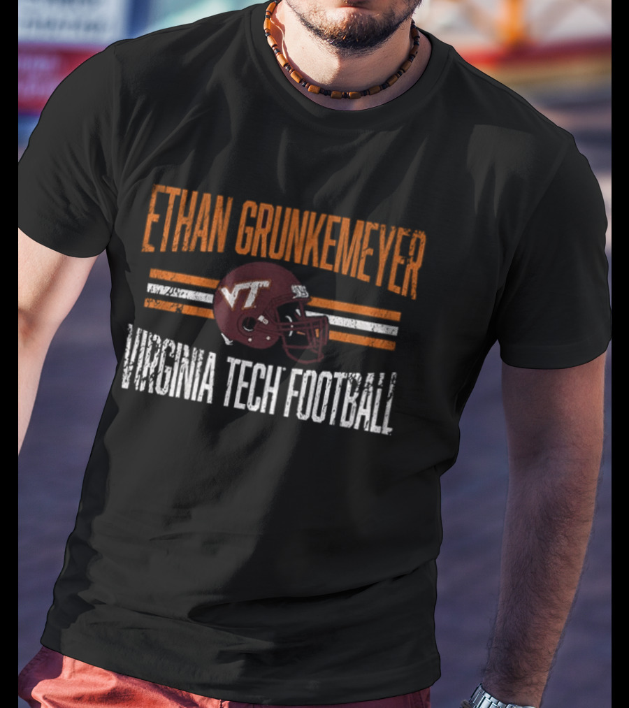 Ethan Grunkemeyer Virginia Tech Football VT Helmet T-Shirt