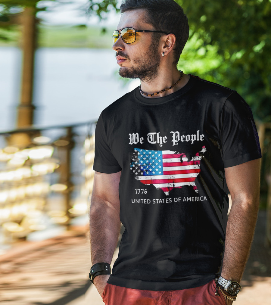 We The People 1776 Distressed USA Map Flag United States Of America T-Shirt