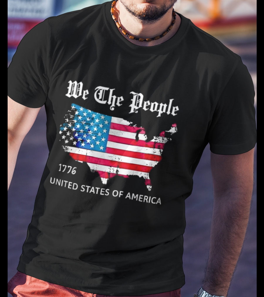 We The People 1776 Distressed USA Map Flag United States Of America T-Shirt