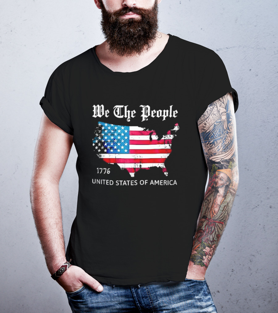 We The People 1776 Distressed USA Map Flag United States Of America T-Shirt