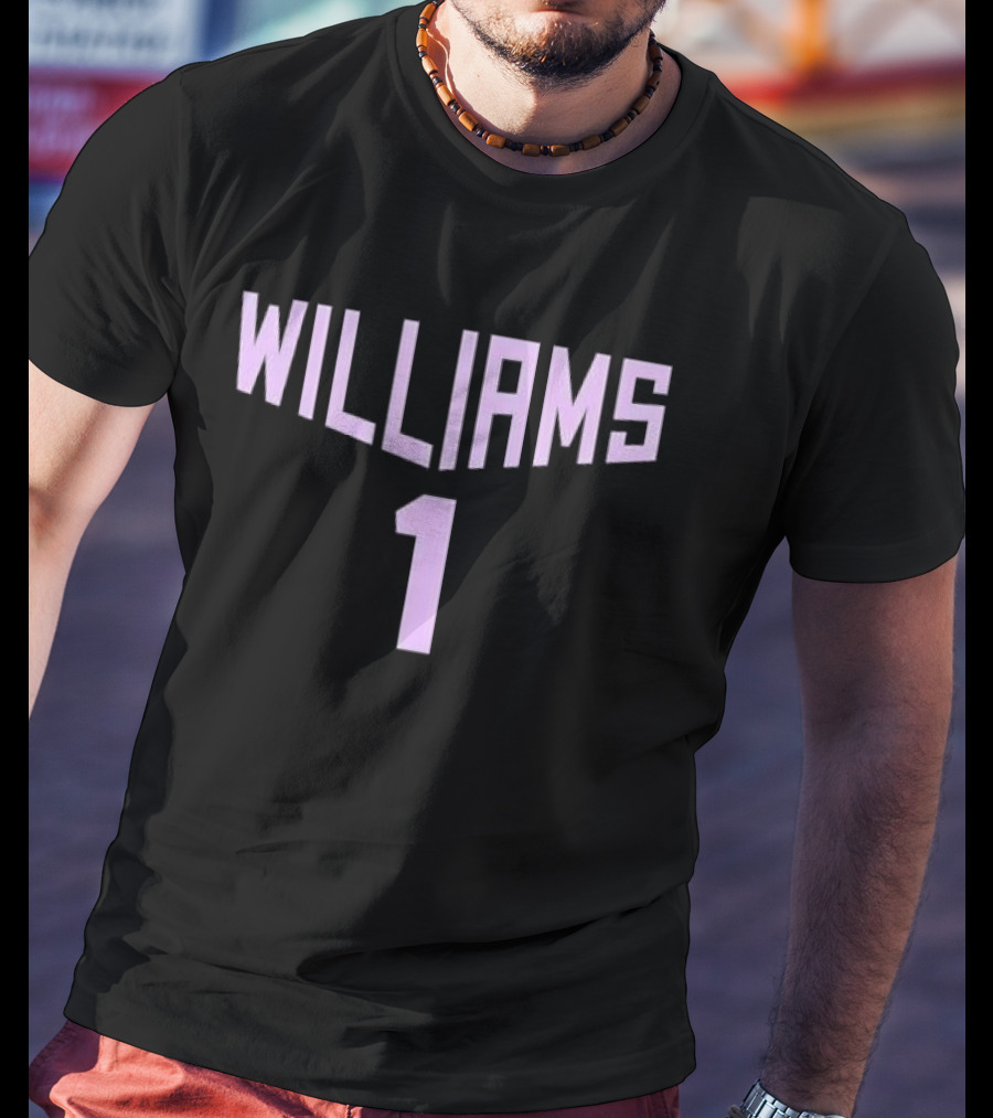 Williams 1 Purple Arched Block Font Jersey T-Shirt