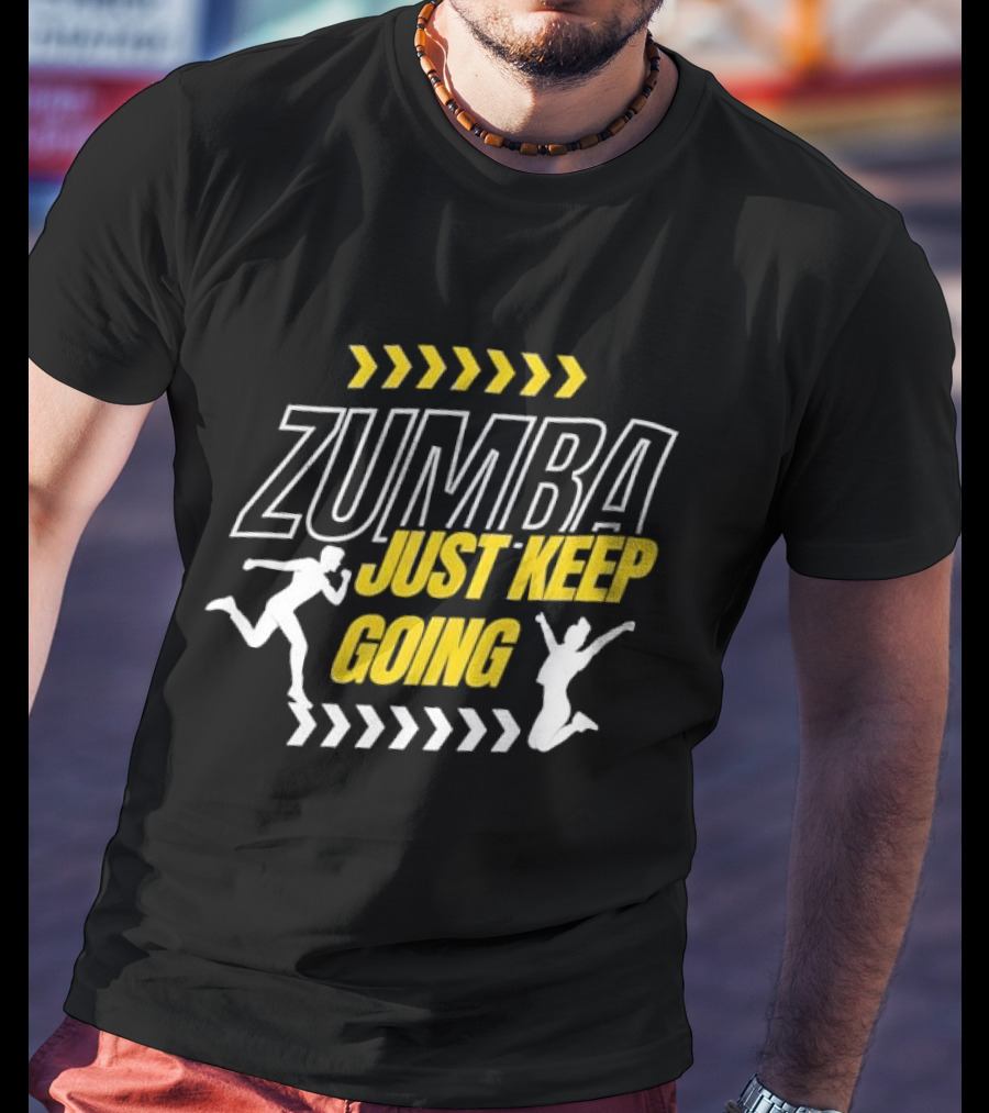 Zumba Just Keep Going Fitness Running Jumping Chevron Arrows T-Shirt