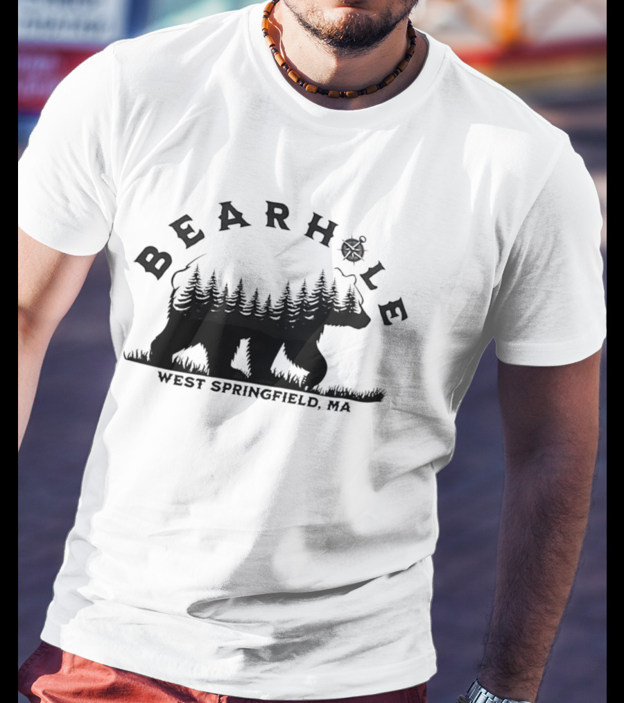 Bearhole West Springfield MA Bear Forest Landscape Compass T-Shirt