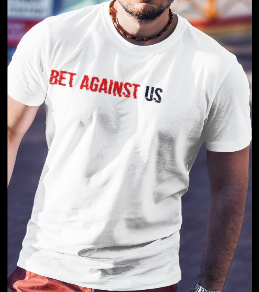 Bet Against US Distressed Red Navy Dripping Melted T-Shirt