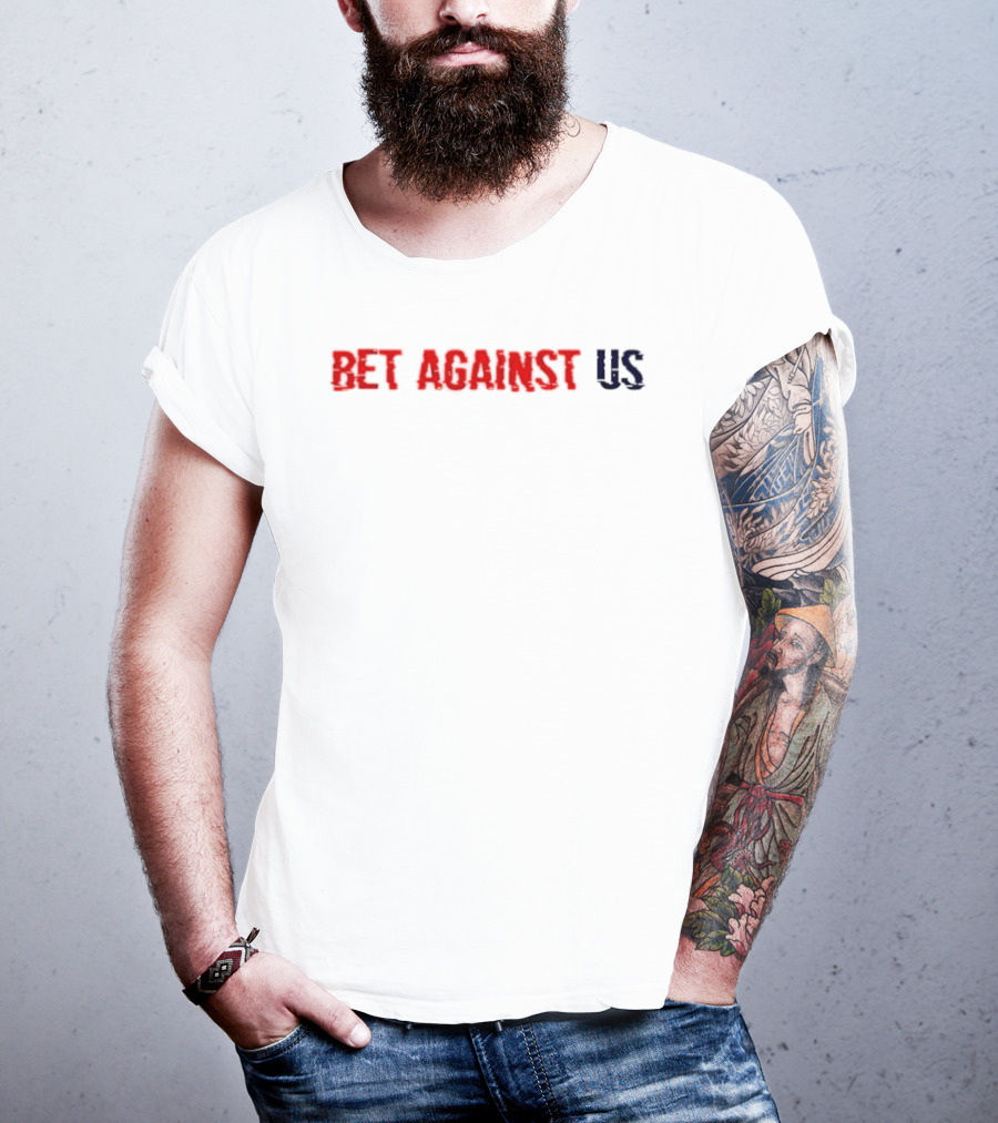 Bet Against US Distressed Red Navy Dripping Melted T-Shirt
